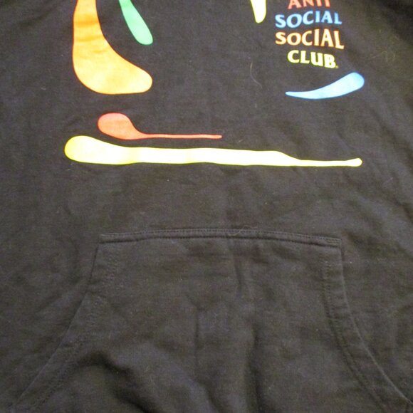 Anti Social Social Club Men Large Black Red Green Yellow Graphic Pullover Hoodie - Picture 3 of 11